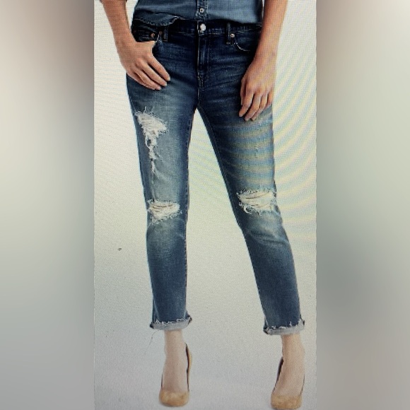GAP Denim - Gap 1969 Girlfriend Distressed Blue Jeans